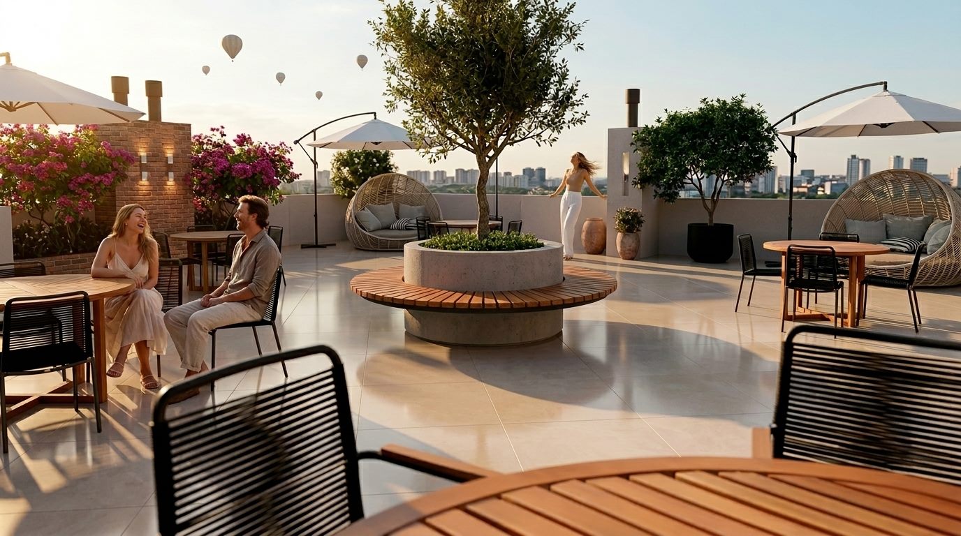 Rooftop de empreendimento gerado com IA